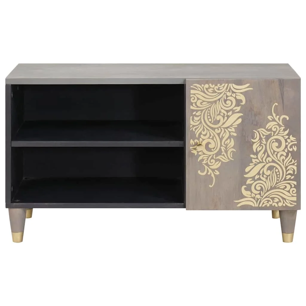 TV szekrény Szürke és Arany 80 x 31.5 x 46 cm Tömör mangófa
