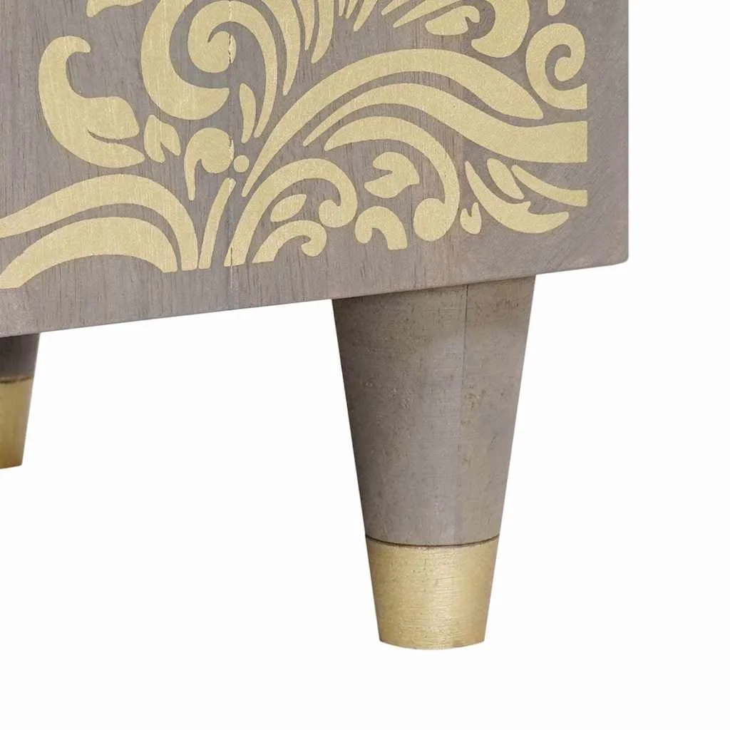 TV szekrény Szürke és Arany 80 x 31.5 x 46 cm Tömör mangófa