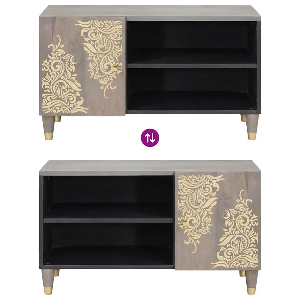 TV szekrény Szürke és Arany 80 x 31.5 x 46 cm Tömör mangófa
