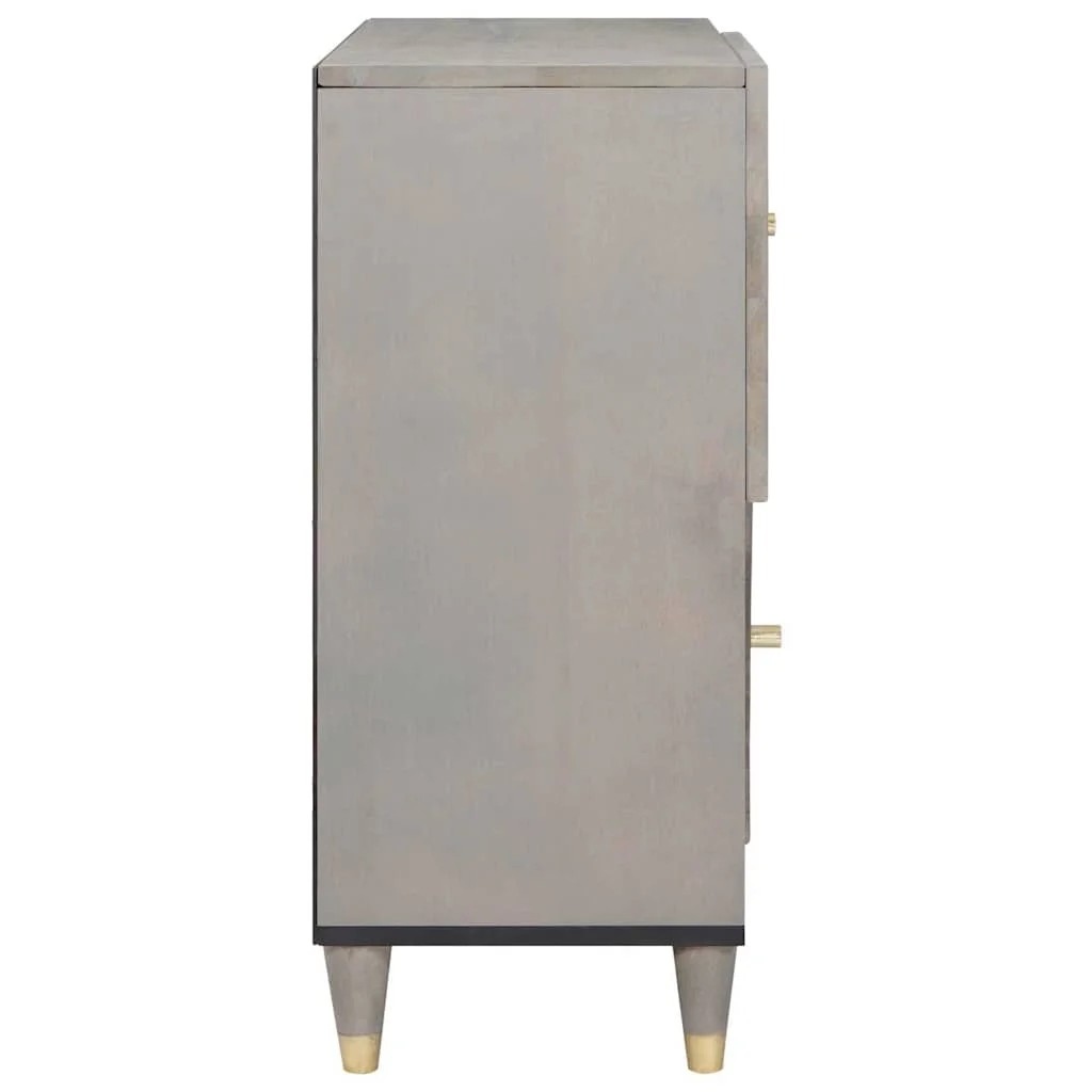 Széf polcokkal Szürke és Arany 80 x 33.5 x 75 cm Tömör mangófa
