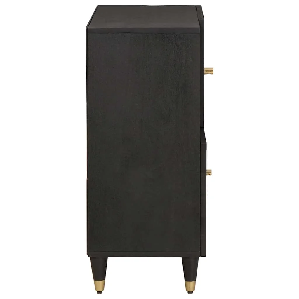 Széf polcokkal tárolóval Fekete 80 x 33 x 75 cm Tömör Mangófát