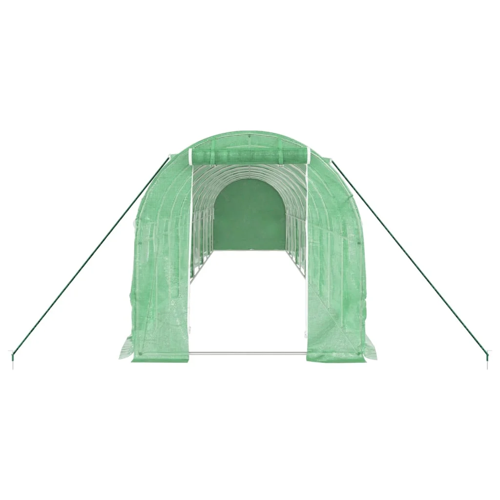 Zöld acélvázas melegház 20 m² 10 x 2 x 2 m