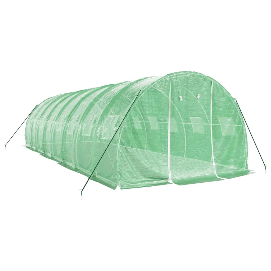 Zöld acélvázas melegház 24 m² 8 x 3 x 2 m