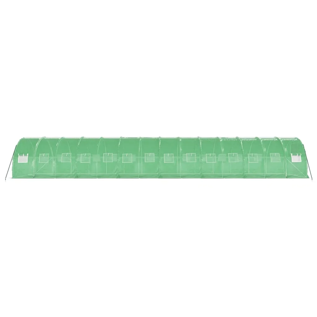 Zöld acélvázas melegház 42 m² 14 x 3 x 2 m