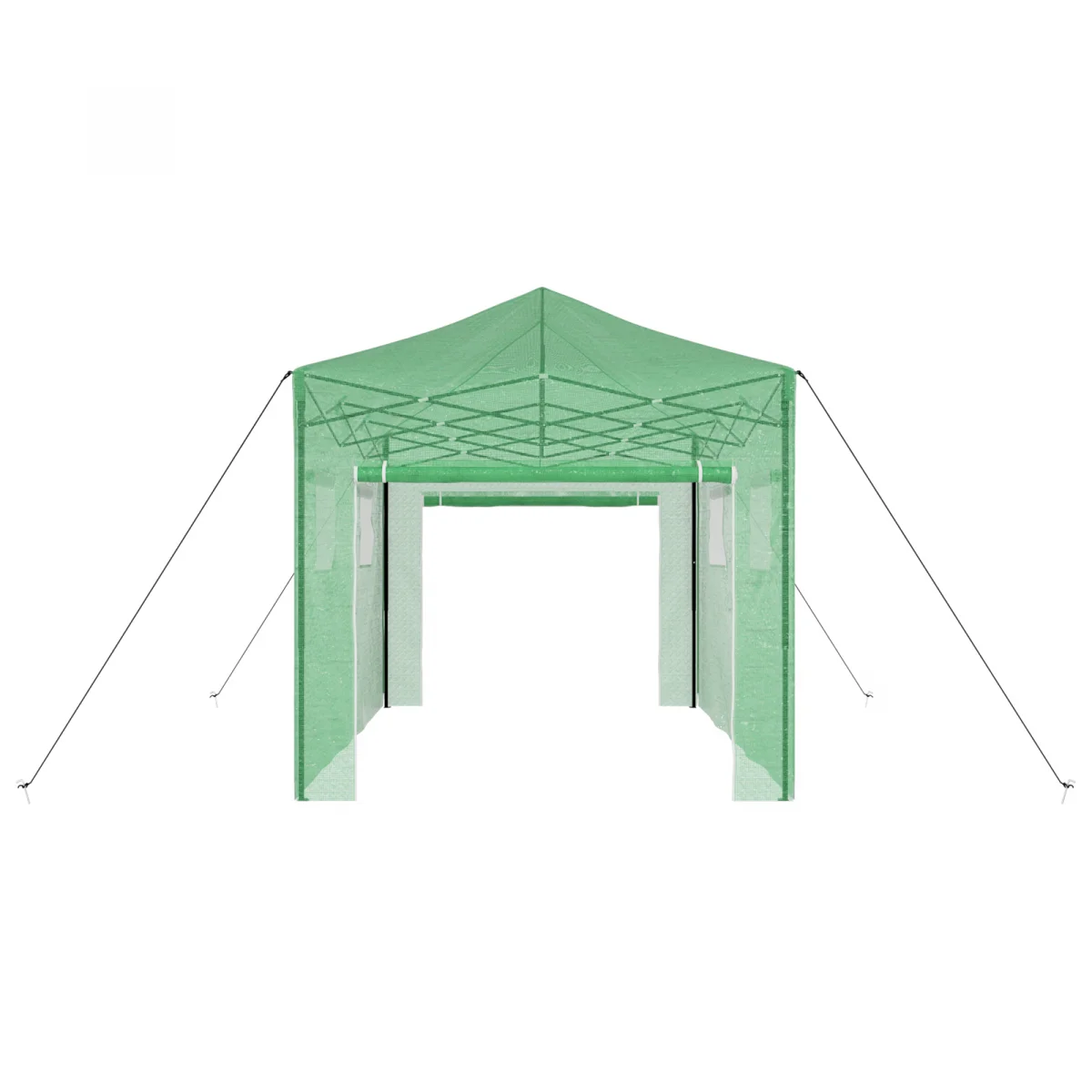 Üvegház Pop-up Vázal tetővel Zöld 280 x 410 x 315 cm Acél