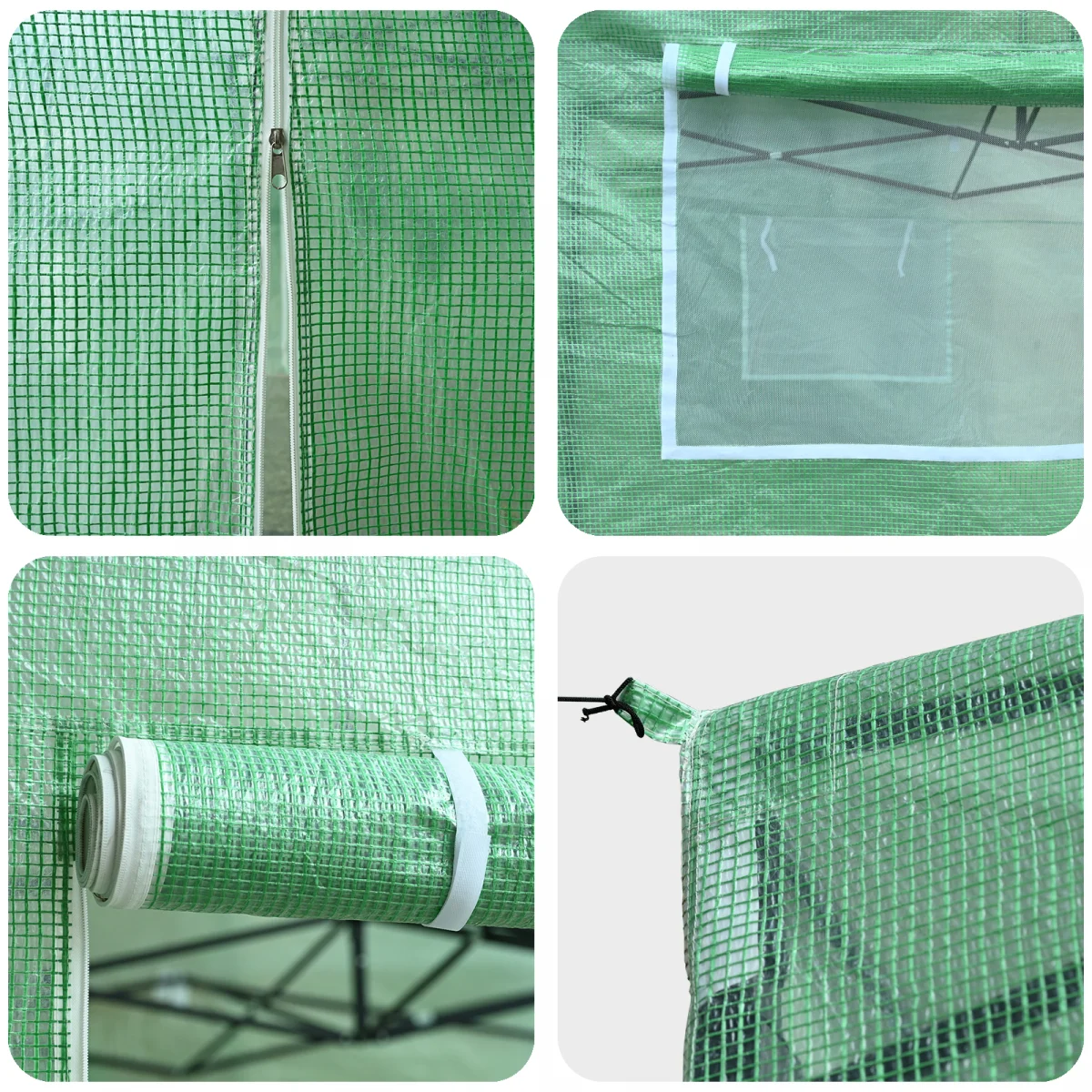 Üvegház Pop-up Vázal tetővel Zöld 280 x 410 x 315 cm Acél
