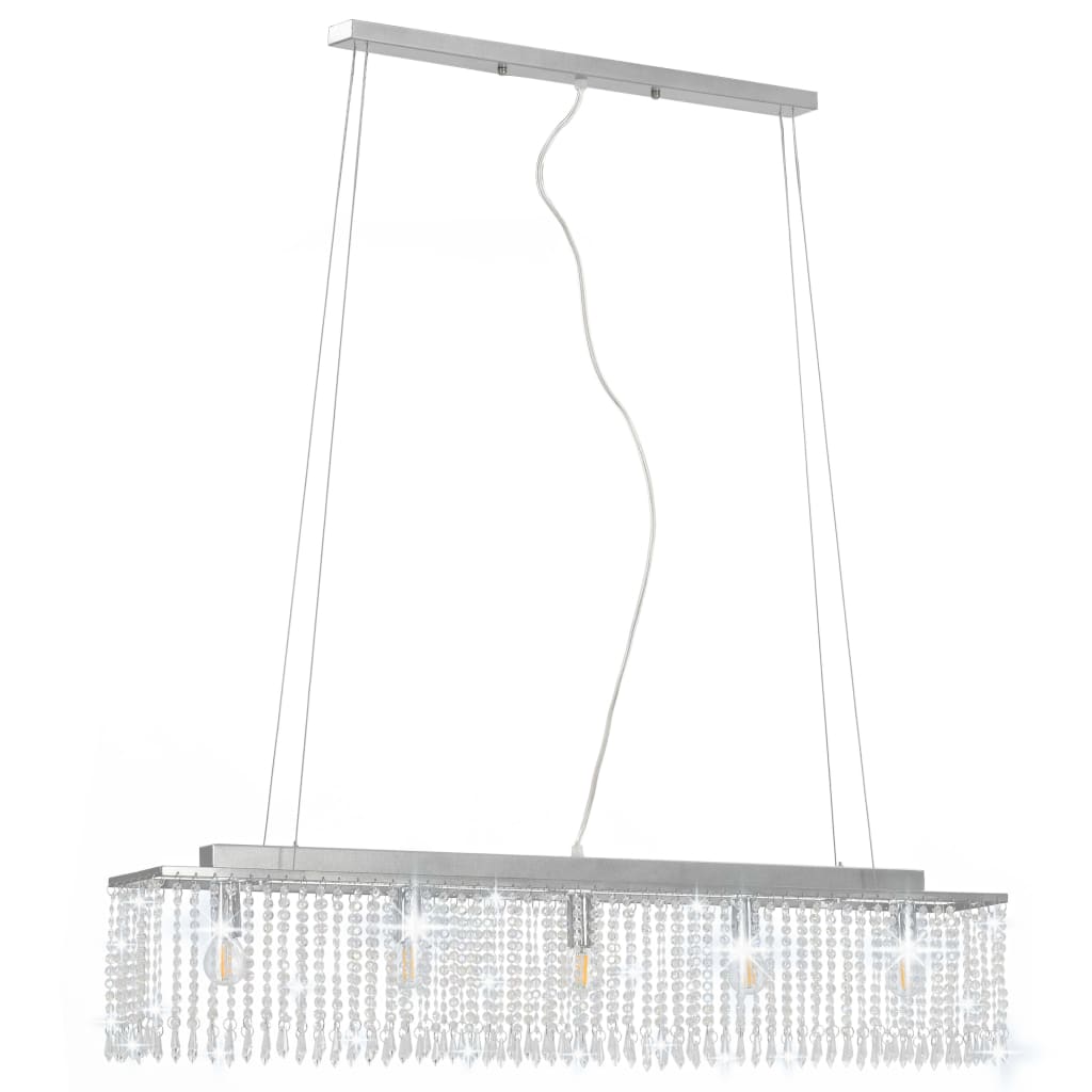 Ezüstszínű mennyezeti lámpa kristálygyöngyökkel 104 cm E14 