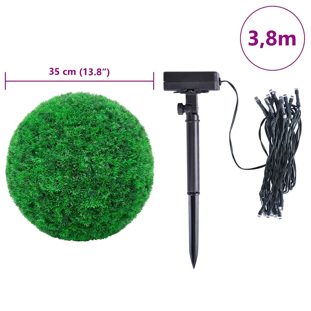 2 db zöld mesterséges boxwood gömbök LED fényekkel 35 cm