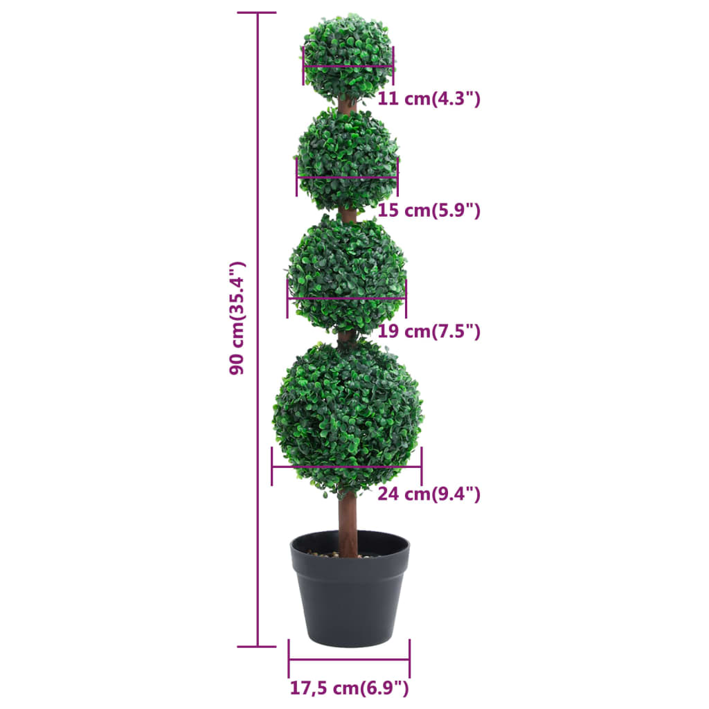 Zöld gömbalakú cserepes műpuszpáng 90 cm