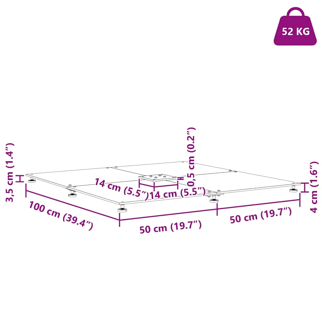 Napernyőtalp Sötétszürke 100 x 100 x 4 cm Acél