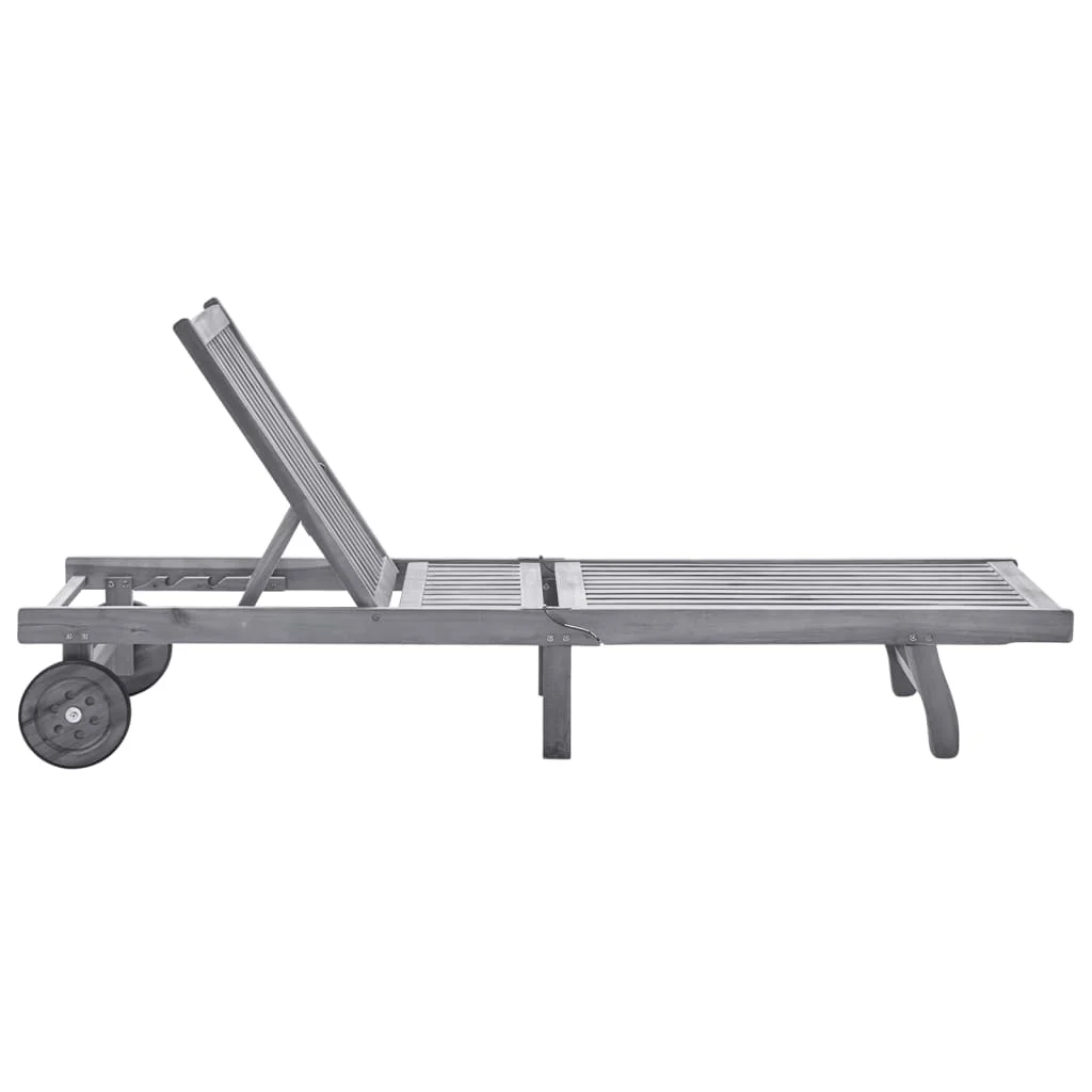 Szürke tömör akácfa kerti napozóágy párnával