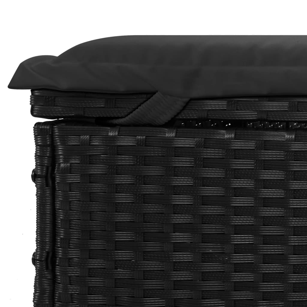 1 db fekete polyrattan napozóágy párnával 201 x 55 x 62 cm