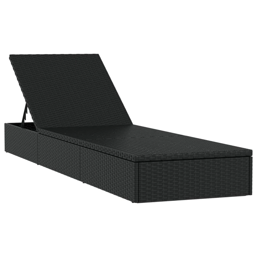 2 db fekete polyrattan napágy asztallal