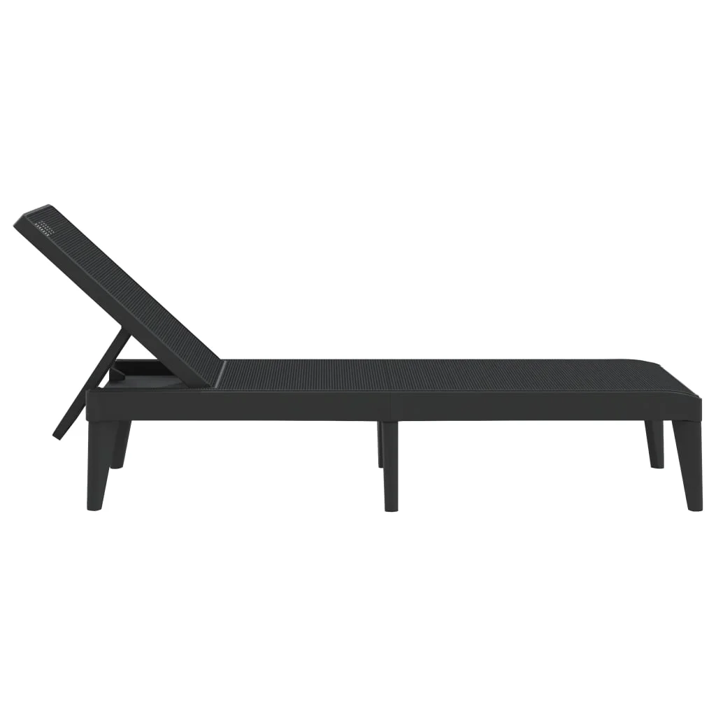 Antracitszürke PP napozóágy 186 x 60 x 29 cm