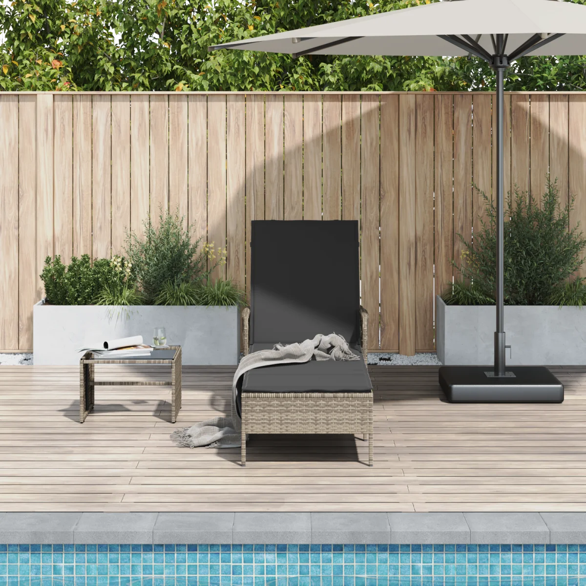 Napozóágy Szürke és sötét szürke PE Rattan 157 x 55 x 92 cm