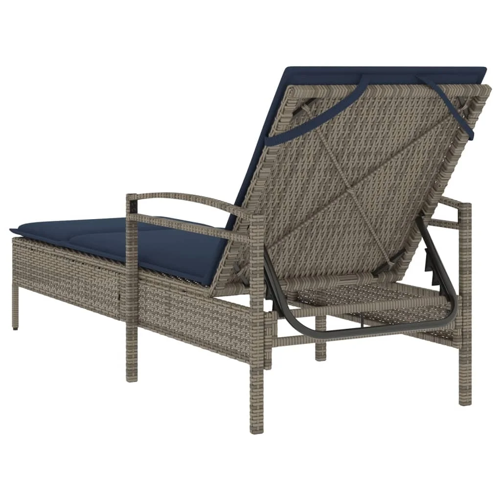 Szürke napozóágy párnával 63 x 200 x 81 cm polyrattan (csak az USA-ban)
