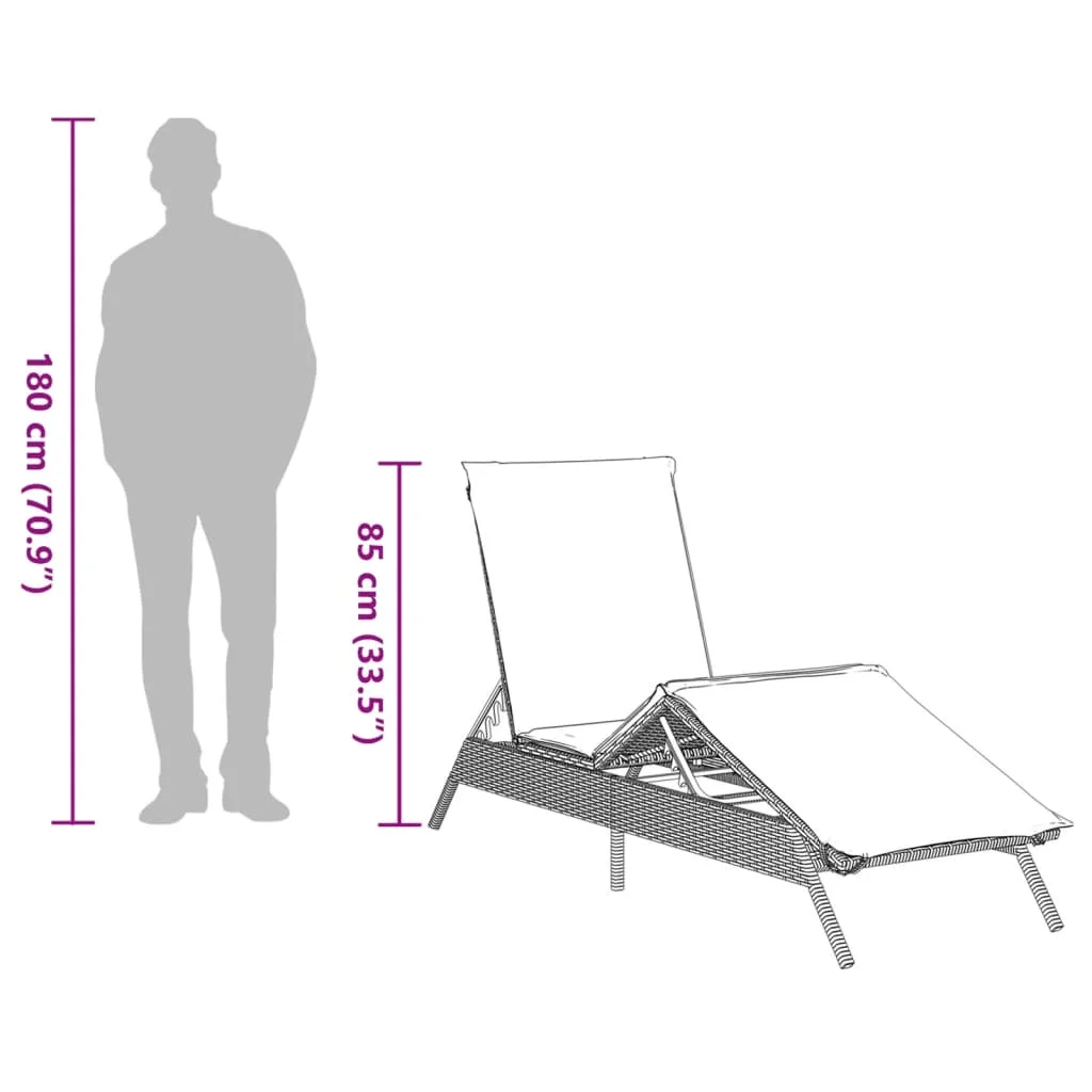 2 db barna polyrattan napozóágy asztallal