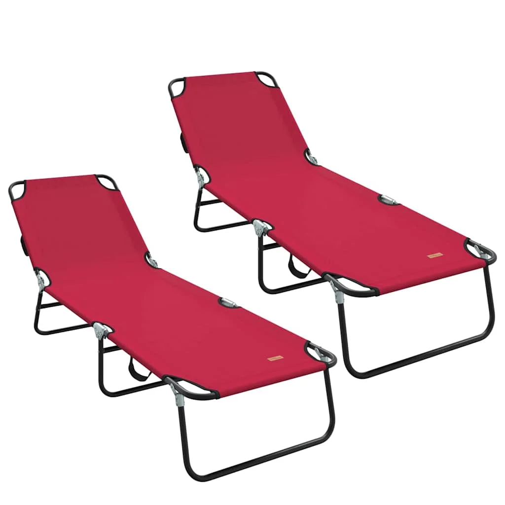 Összecsukható nyugágy 2 pcs Piros 56 x 189 x 87cm szövet