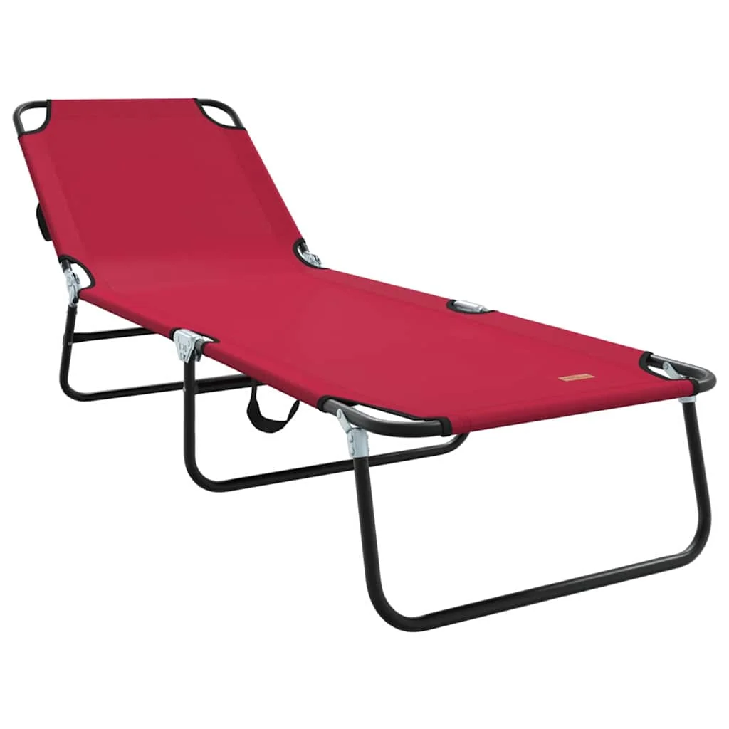 Összecsukható nyugágy 2 pcs Piros 56 x 189 x 87cm szövet