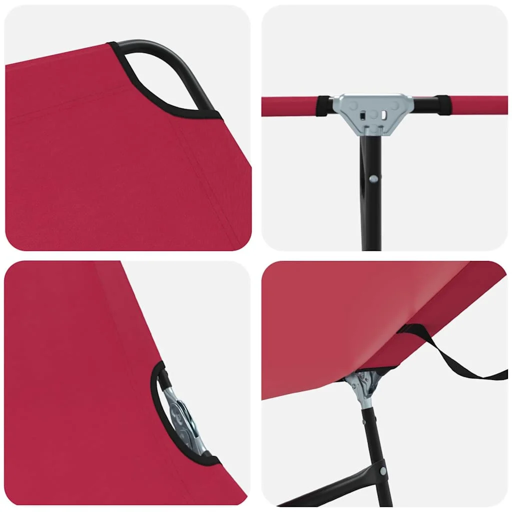Összecsukható nyugágy 2 pcs Piros 56 x 189 x 87cm szövet