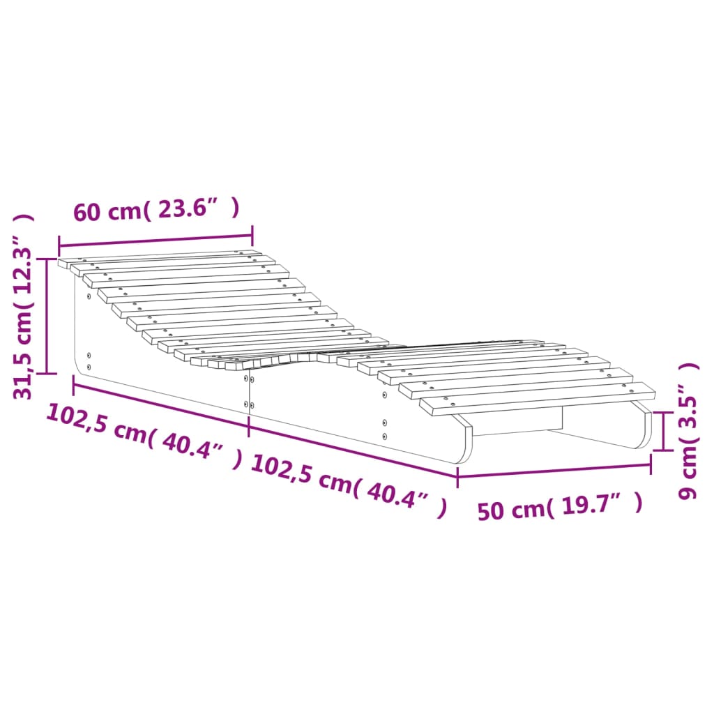 Tömör duglászfa napozóágy 205 x 60 x 31,5 cm