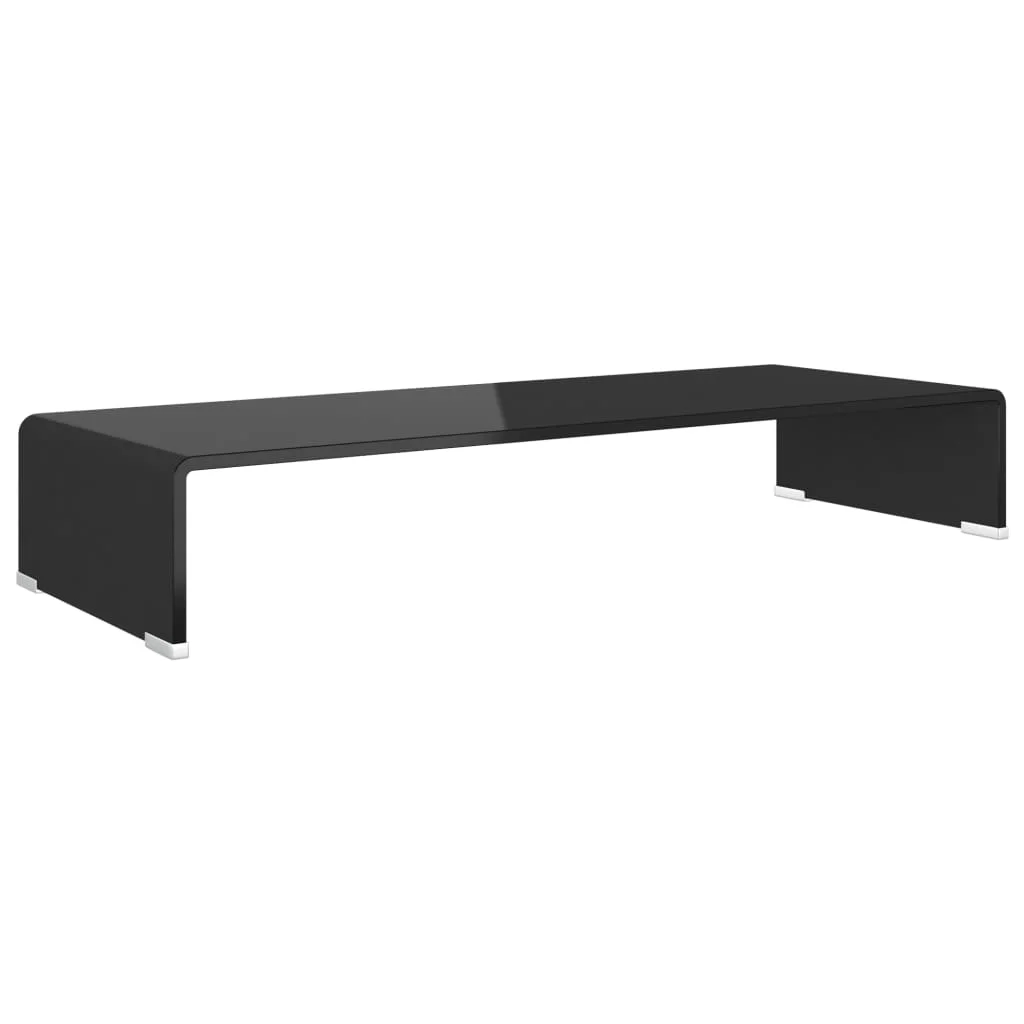 Fekete üveg TV/monitor állvány 80x30x13 cm
