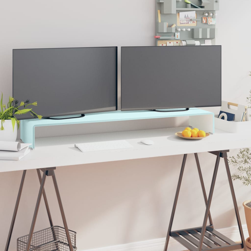 Zöld üveg TV állvány/monitor magasító 110 x 30 x 13 cm