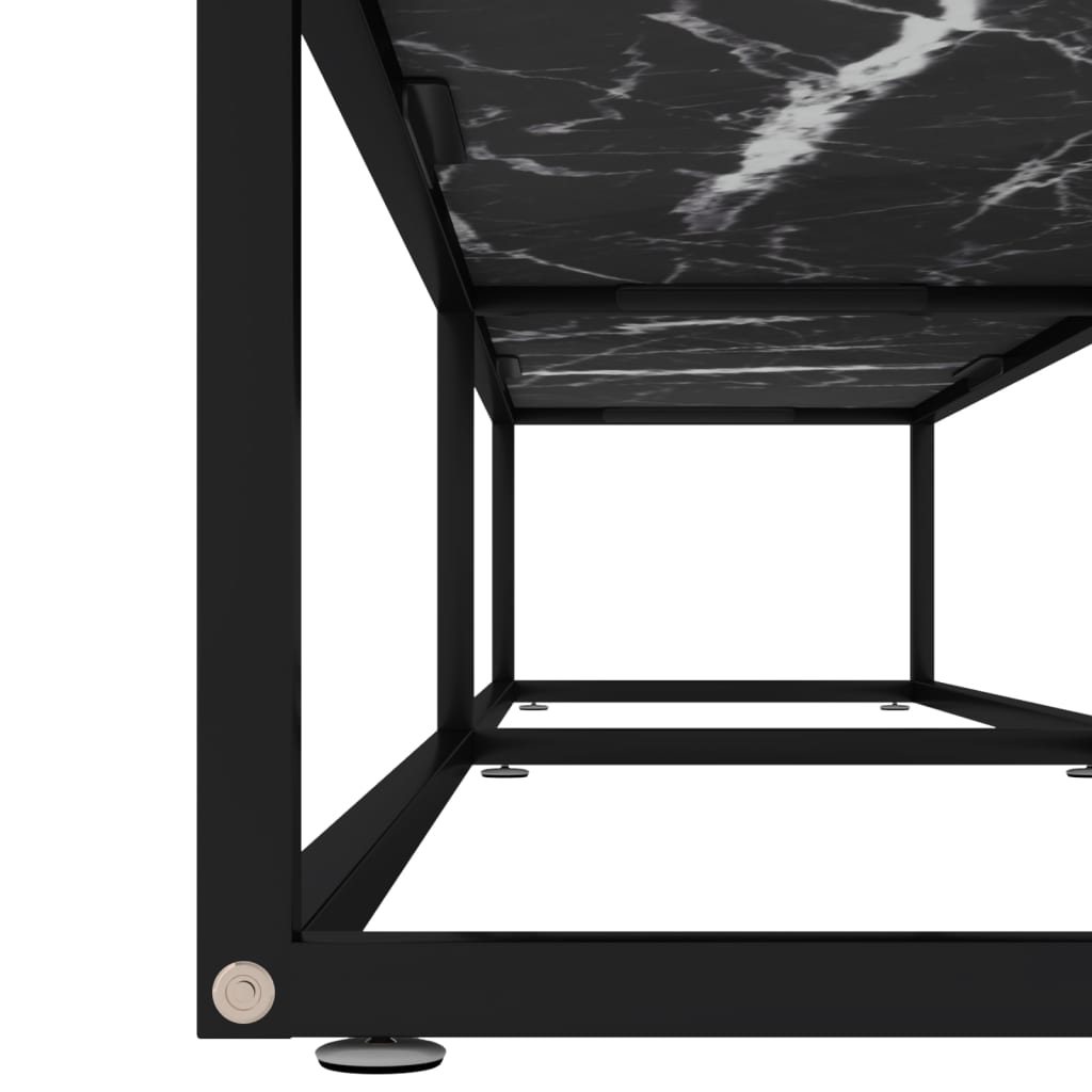 Fekete márvány színű edzett üveg TV-szekrény 200 x 40 x 40,5 cm