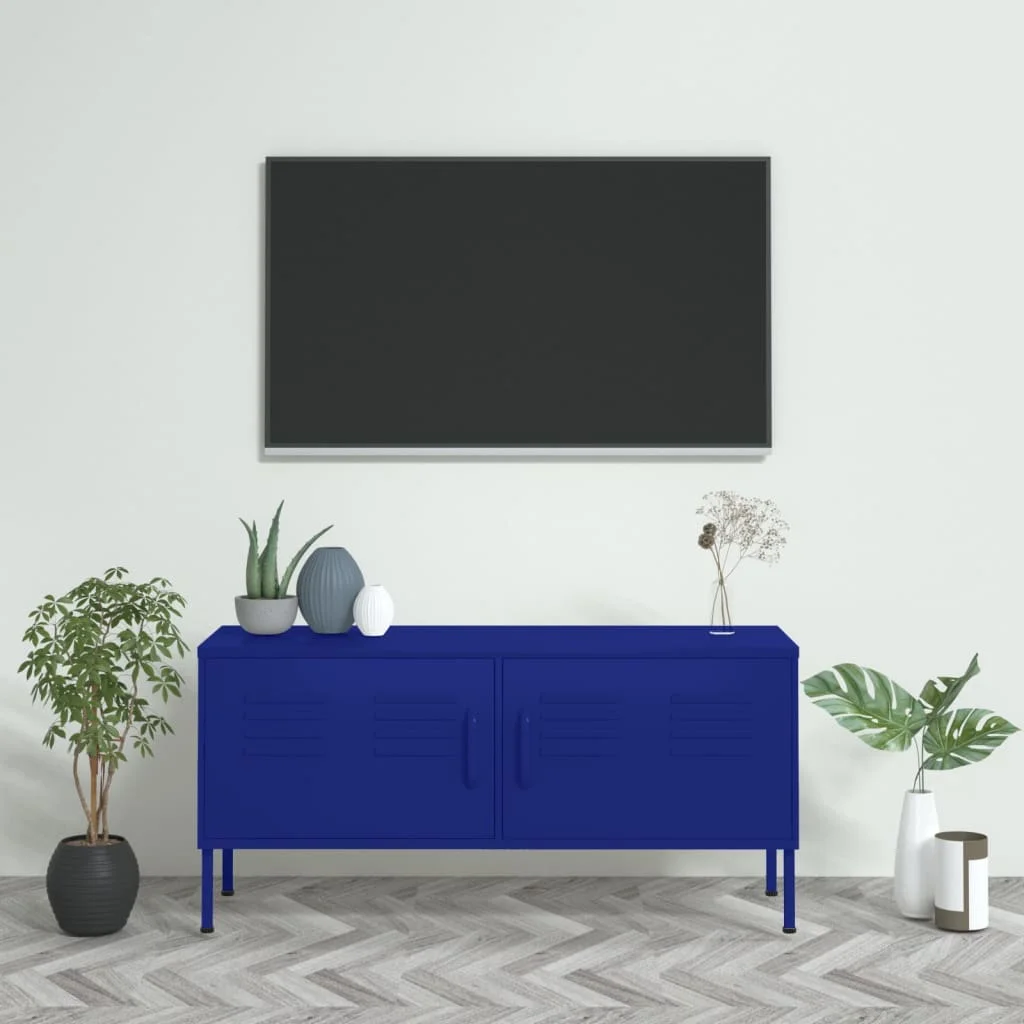 Tengerészkék acél TV-szekrény 105 x 35 x 50 cm