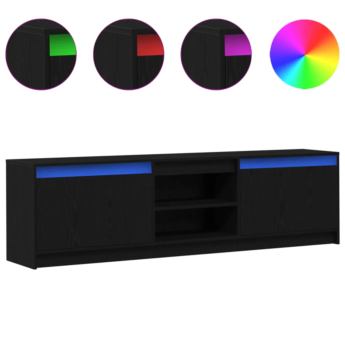 TV egységek 2 pcs Fekete 180 x 34 x 50 cm Faanyag