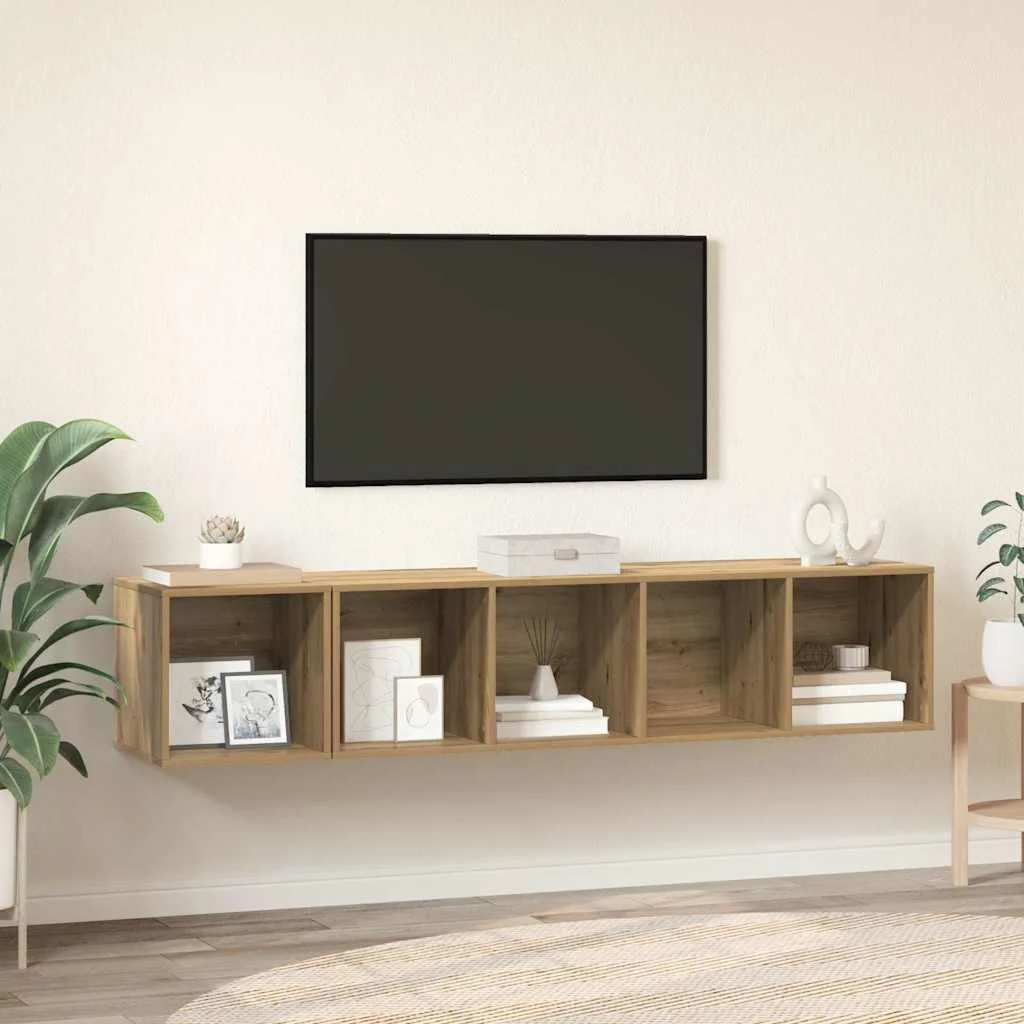 TV Szekrény Szett 2 pcs kézműves tölgy 37 x 37 x 142.5 cm