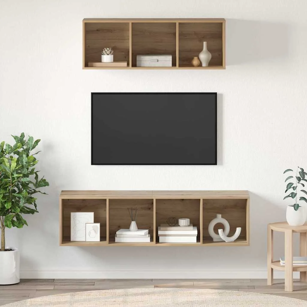 TV Szekrény Szett 2 pcs kézműves tölgy 37 x 37 x 142.5 cm