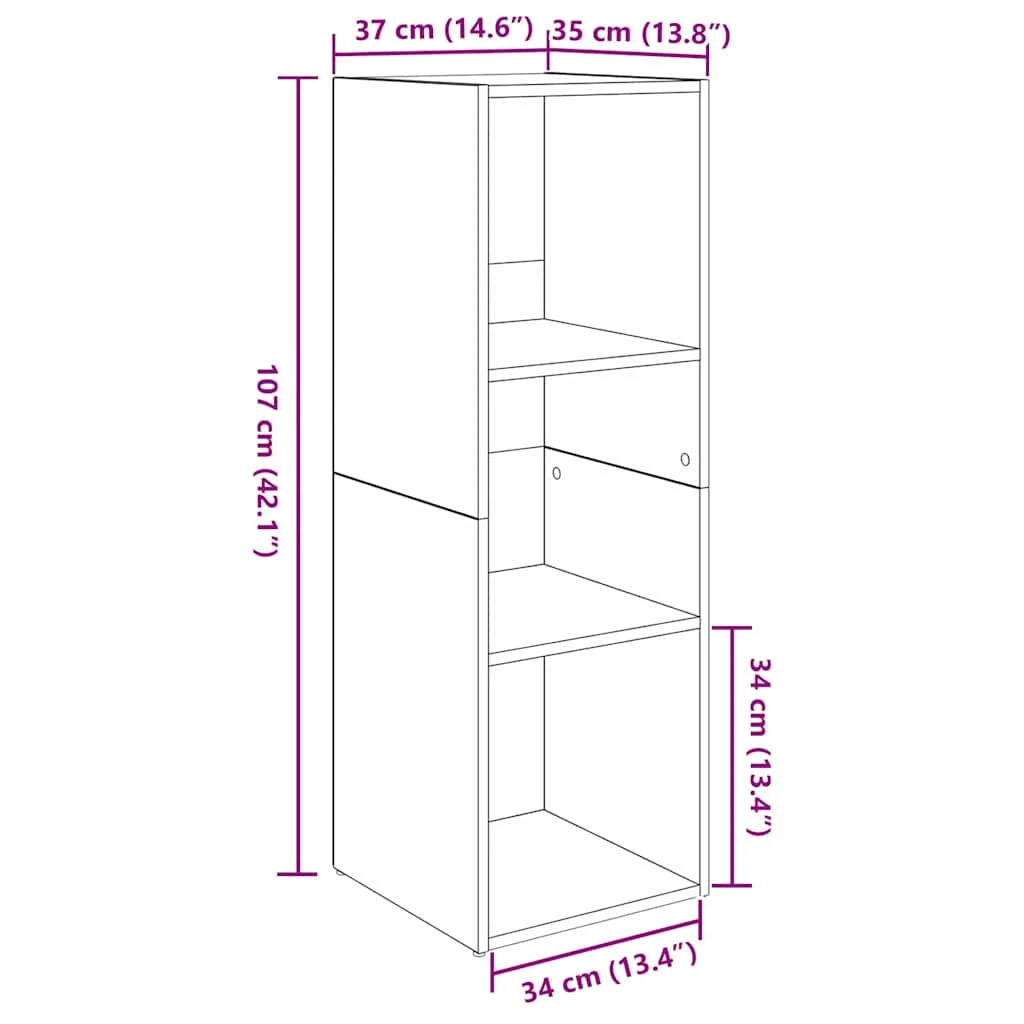 TV szekrény 4 pcs Fekete tölgy 37 x 35 x 107.5 cm Műanyag fa