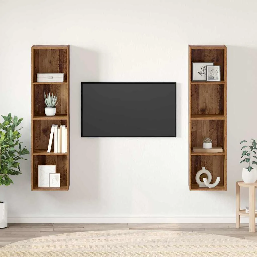 TV szekrény garnitúra 2 pcs Barna 37 x 37 x 142,5 cm Faanyag
