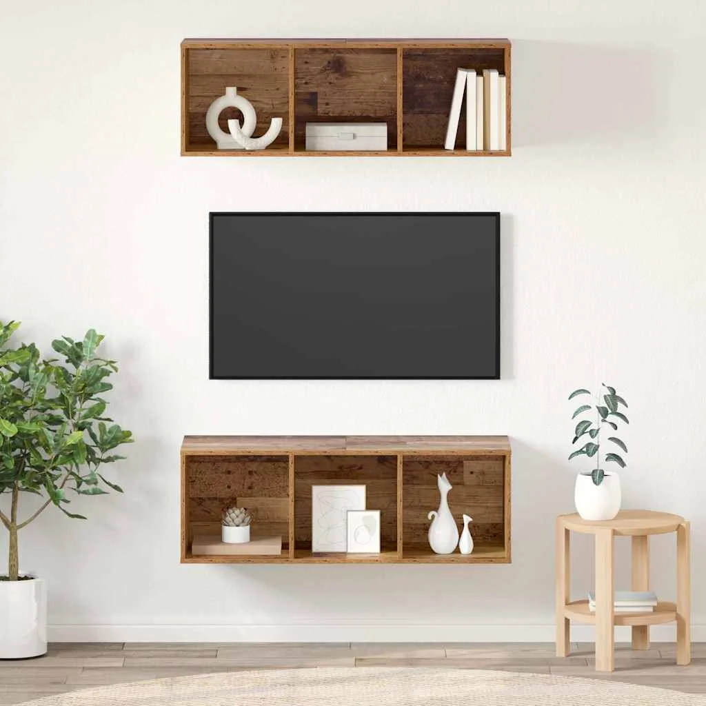 TV szekrény garnitúra 2 pcs Öreg fa 37 x 37 x 107 cm Faanyag