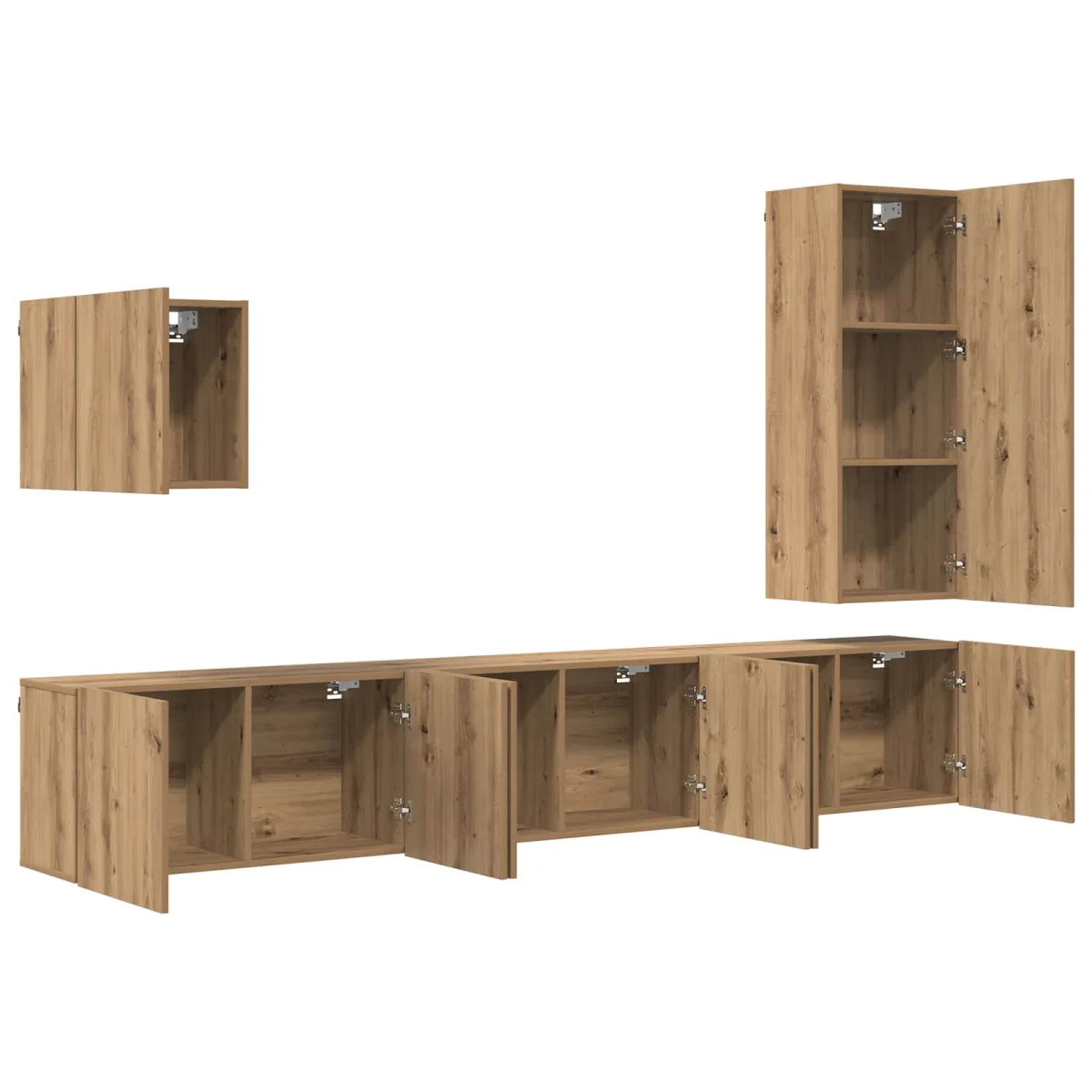 TV faliszekrény Falra szerelhető 5 pcs Artisan tölgy Faanyag