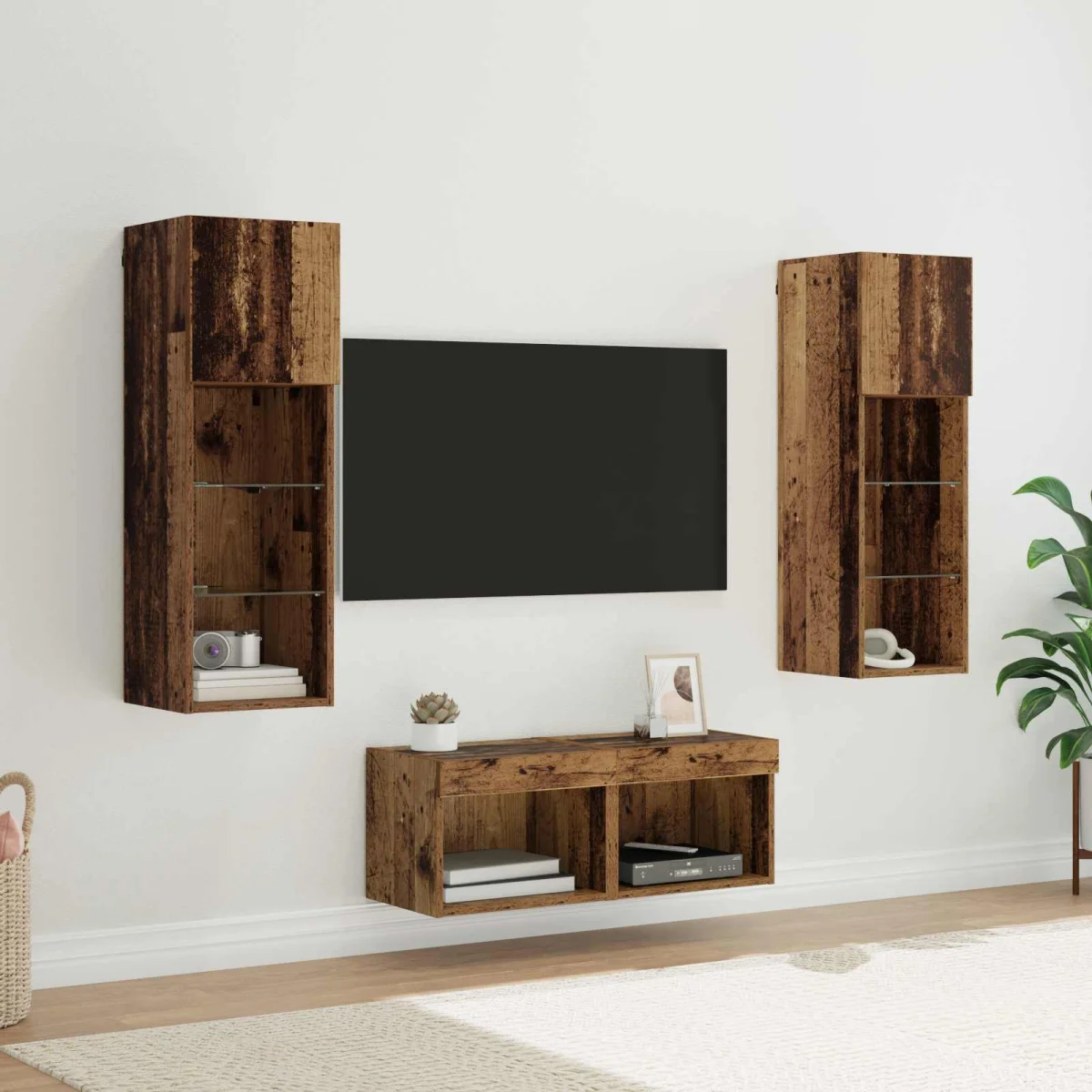 TV Fali Szekrények 4 pcs Artisan tölgy 40 x 30 x 30 cm Faanyag