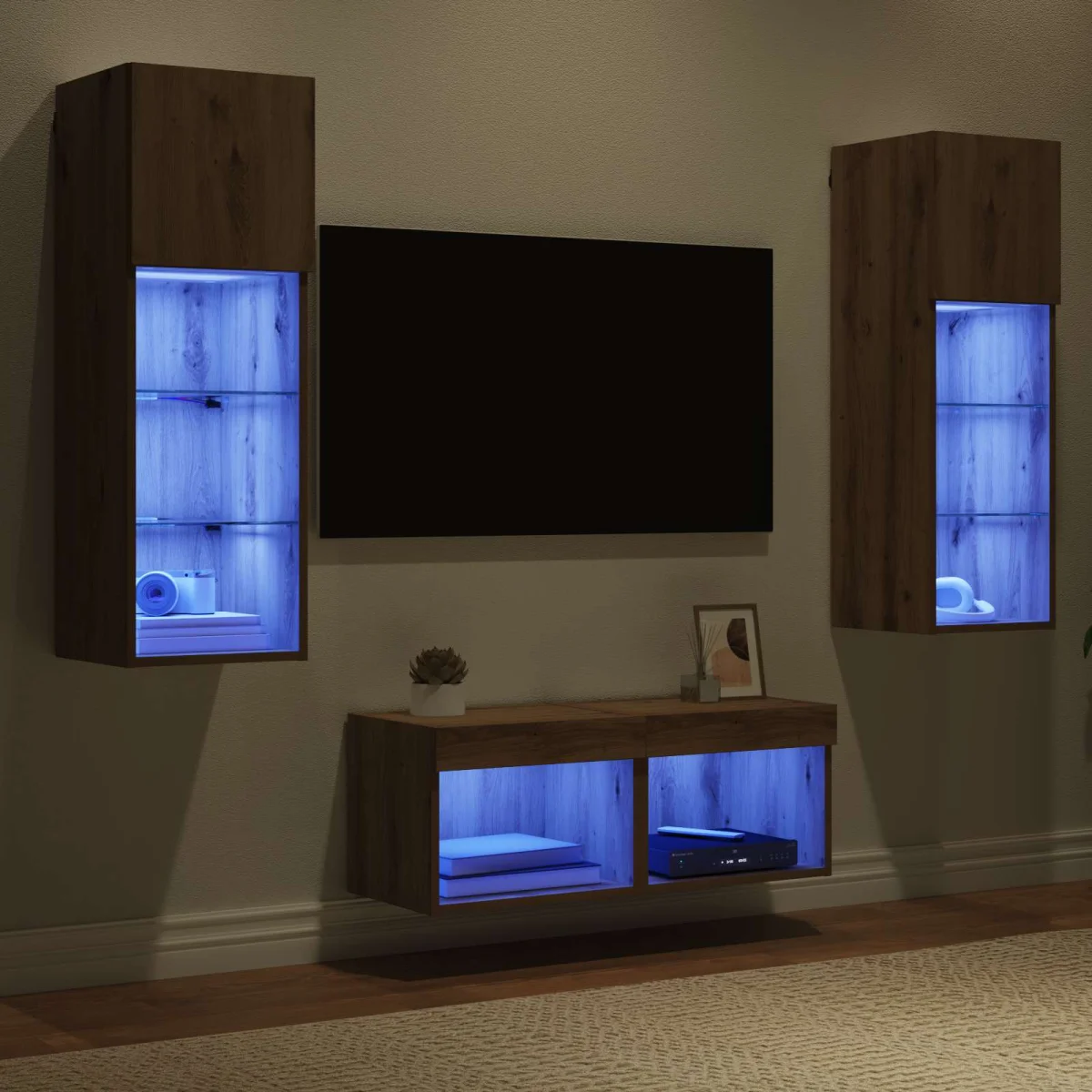 TV Fali Szekrények 4 pcs Fekete tölgy 40 x 30 x 30 cm Faanyag