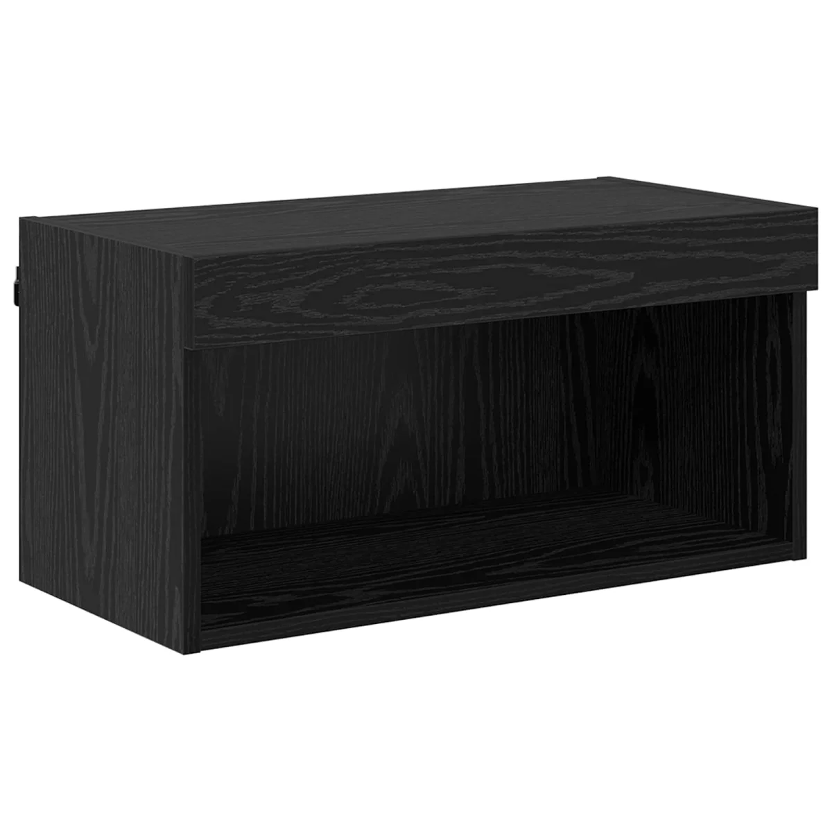 TV szekrény LED -es lámpákkal fiókkal 8 pcs Fekete tölgy Üveg