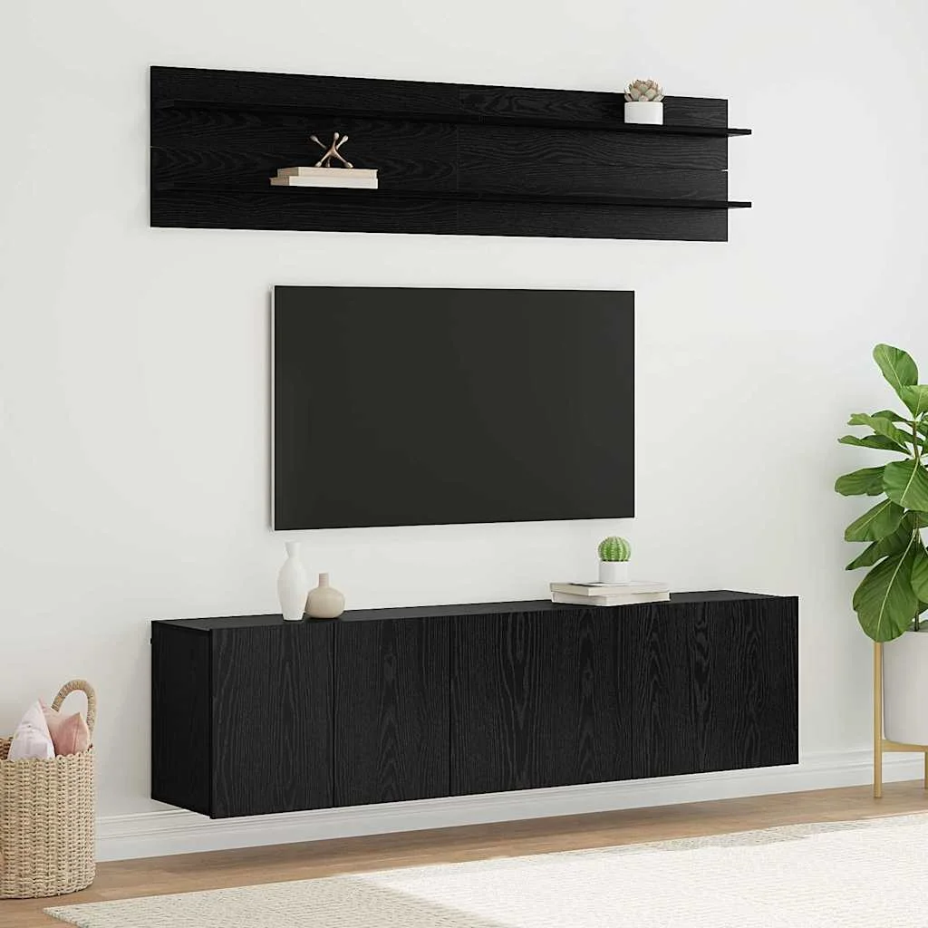 TV egységek Falra szerelhető 6 pcs Musta tammi Faanyag