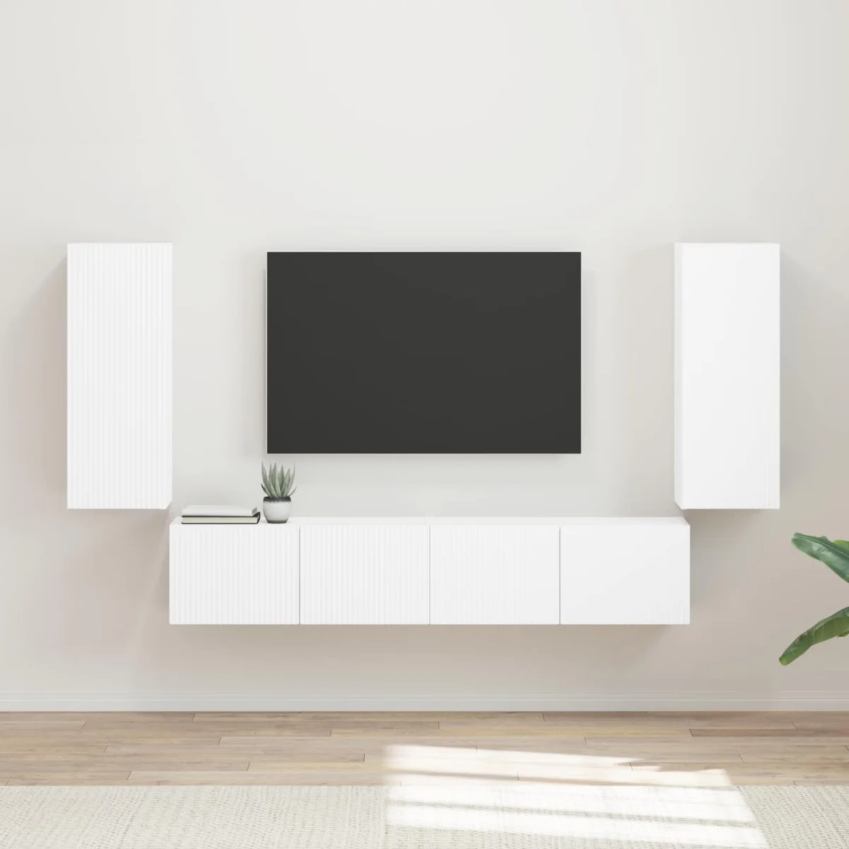 TV falit kabinet szett Falra szerelhető 4 pcs Fehér Faanyag