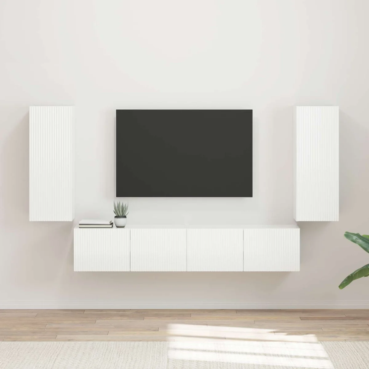 TV falit kabinet szett 4 pcs Magas Fényű Fehér Faanyag