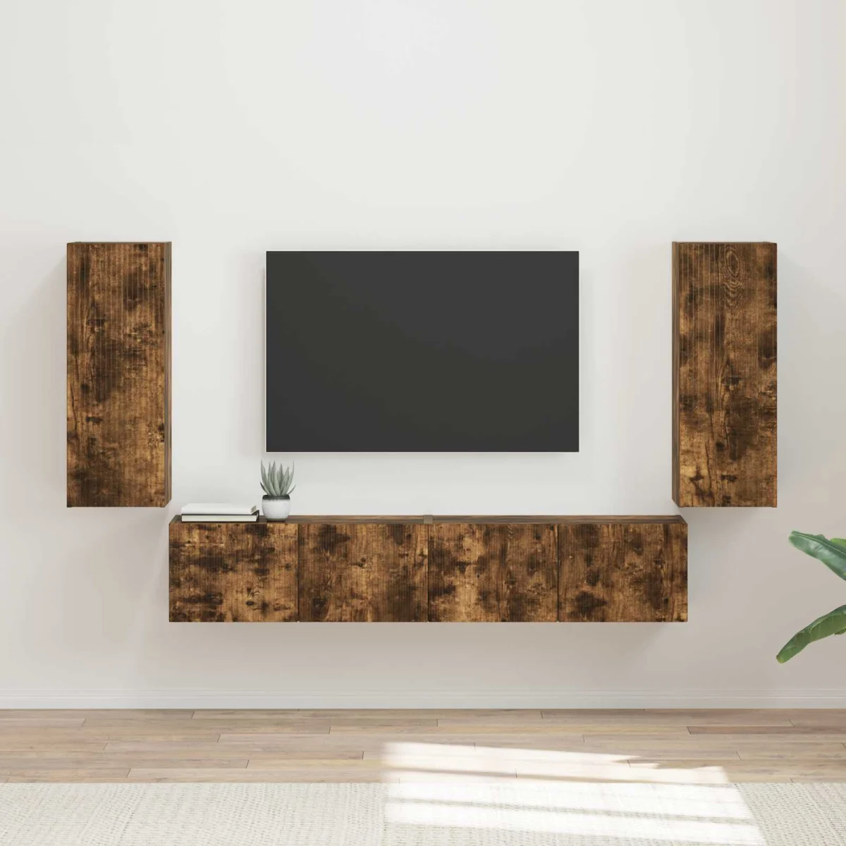TV falit kabinet szett 4 pcs Füstölt tölgy Faanyag