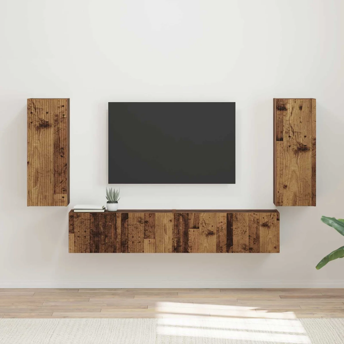 TV falit kabinet szett Falra szerelhető 4 pcs Öreg fa Faanyag