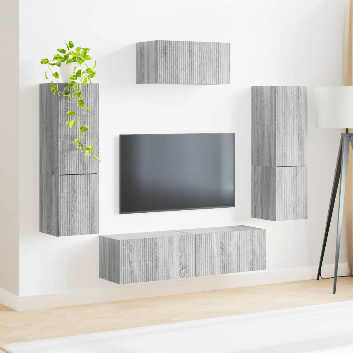 TV szekrény garnitúra 4 pcs Szürke Sonoma Faanyag