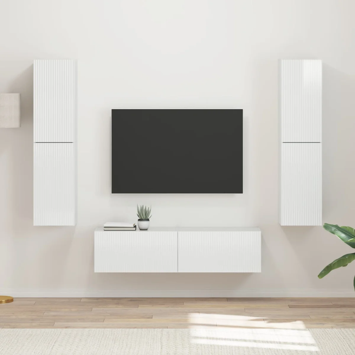 TV szekrény garnitúra 6 pcs Magas Fényű Fehér Faanyag