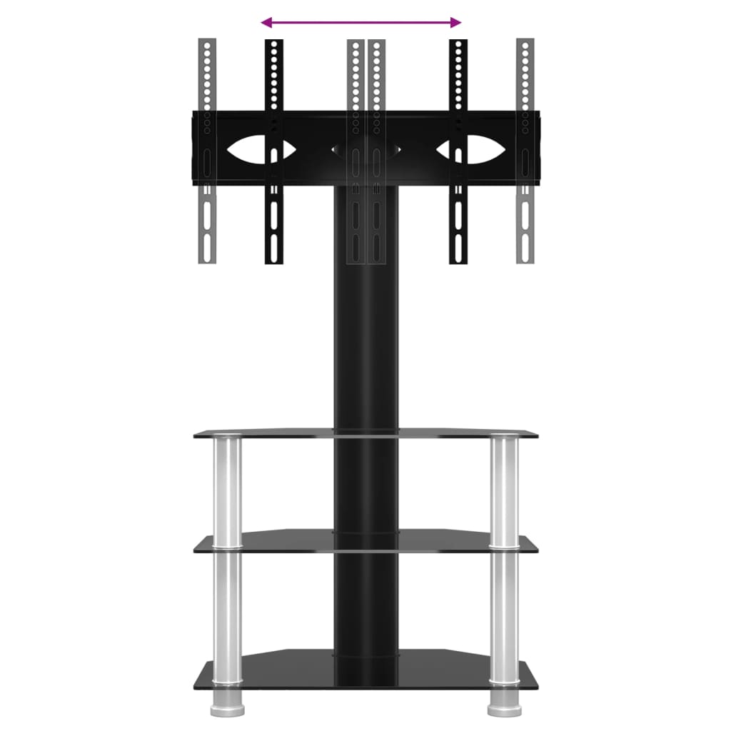 3-szintes fekete és ezüst sarok TV-állvány 32-70 hüvelyk