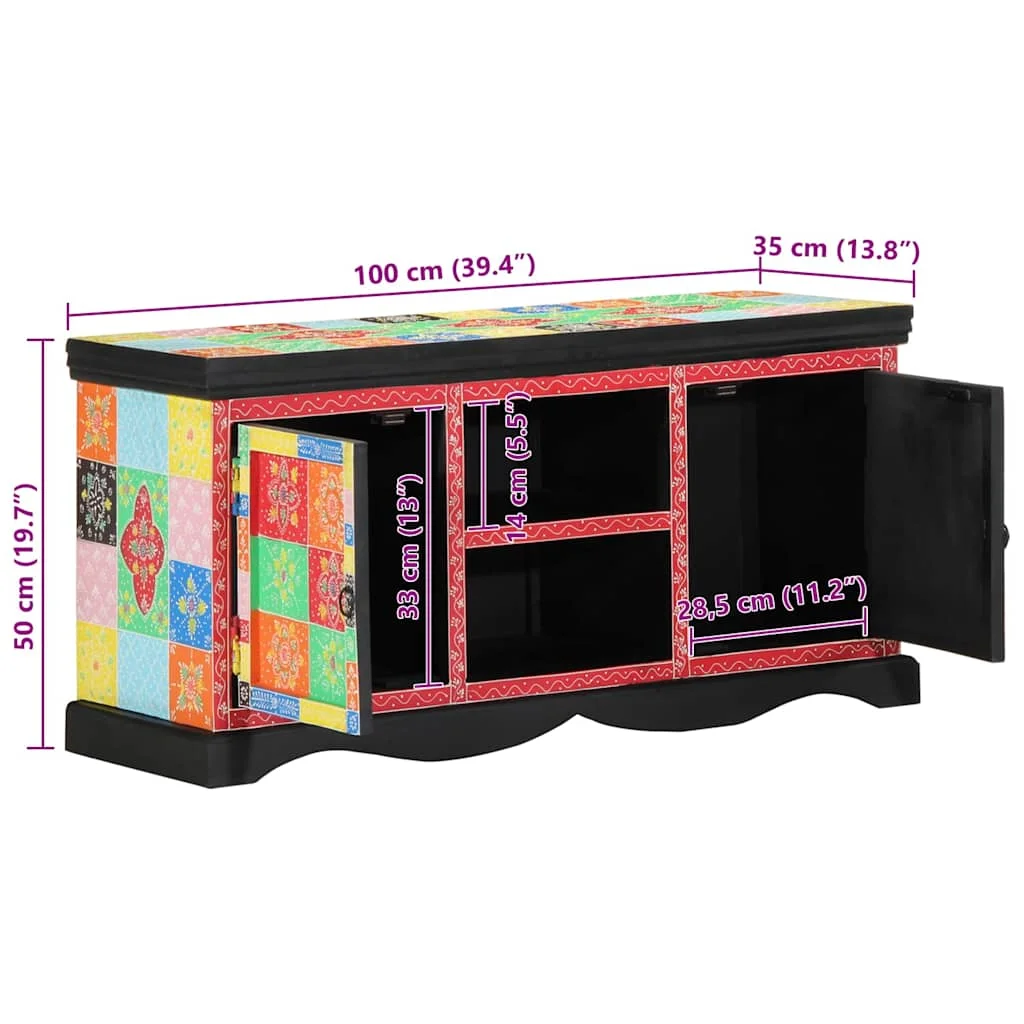 TV szekrény Sokszínű 100 x 35 x 50 cm Tömör mangófa