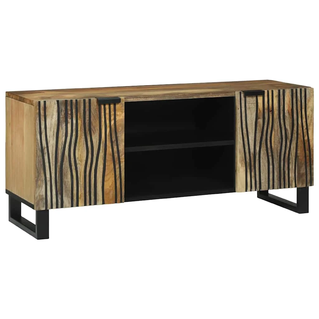 TV szekrény, 105 x 33,5 x 46 cm, tömör mangófából és mérnöki fából.