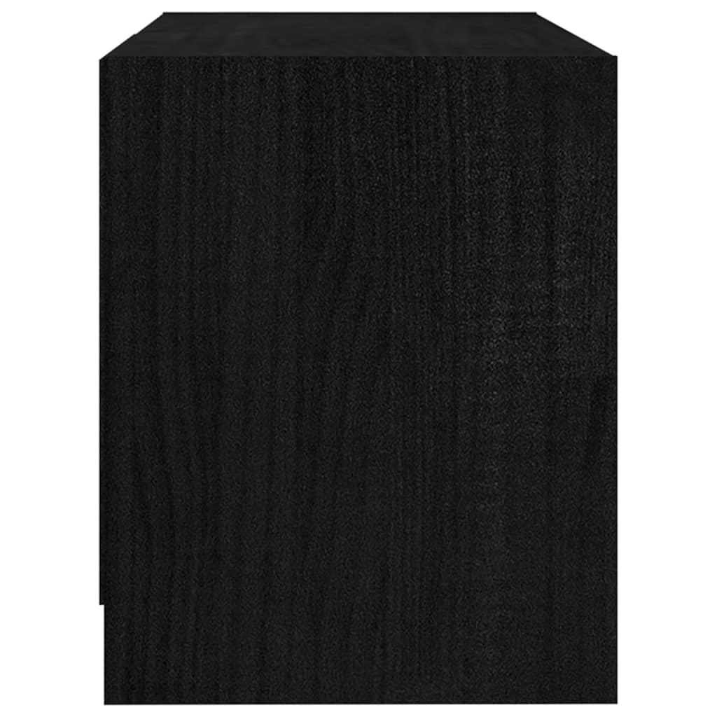 Fekete tömör fenyőfa TV-szekrény 80 x 31 x 39 cm